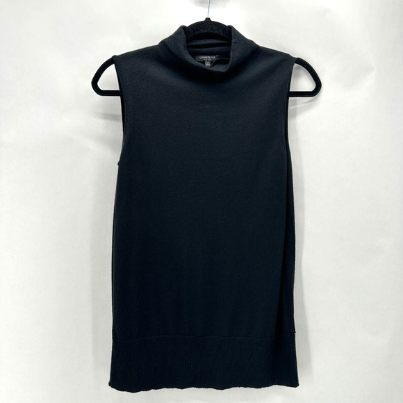 Lafayette 148 New York Cashmere Silk Sweater Top Womens S Black Knit Preppy City - Picture 1 of 10